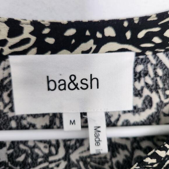 BA&SH‎ Blouse M Black & Tan Office Career Relaxed Fit Designer - Picture 3 of 9